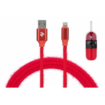 Кабель 2E Fur USB 2.4 to Lightning Cable, 1m, Red