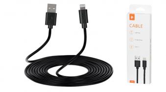 Кабель 2E USB 2.0 to Lightning Cable Single Molding Type, 1m, Black