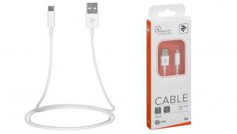 Кабель 2E USB 2.0 to Micro USB Molding Type, 1m, White