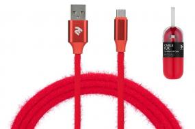 Кабель 2E Fur USB 2.4 to Micro USB Cable, 1m, Red