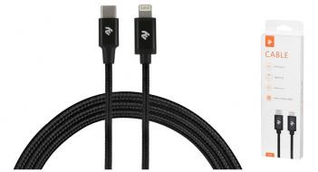 Кабель 2E USB 2.0 Type-C to Lightning USB Cable  Alumium Shell Cable, 1m