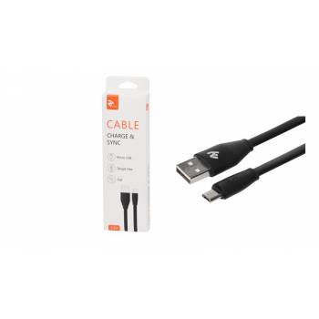 Кабель 2E USB 2.0 MicroUSB Data/Charge Flat 1.5m, Black