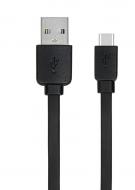 Кабель 2E USB 2.0 to Type-C Flat Single Molding Type, Black, 1m