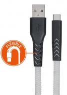 Кабель 2E USB 2.0 to Type-C Flat fabric urban, grey, 1m