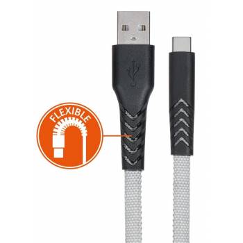 Кабель 2E USB 2.0 to Type-C Flat fabric urban, grey, 1m