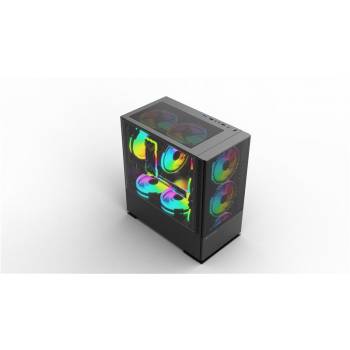 Корпус 2E Gaming CALLEO (GB701) MiniT, Micro ATX,Mini ITX,2*USB2.0,1*USB3.0,3*120ARGB,скло(бок.пан.),без БЖ,чорний.