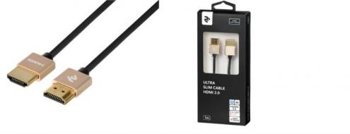 Кабель 2E HDMI 2.0 (AM/AM), Gen2 Ultra Slim cable, gold/black, 1m