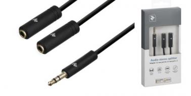 Розгалуджувач для навушників 2E Adapter 3.5 мм jack(M) x 2(F), black, 0.15m