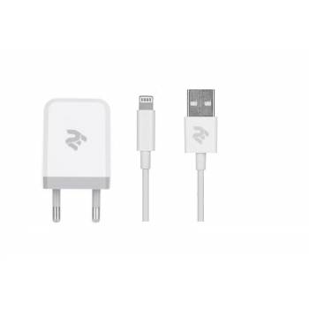 Набір Мережевий ЗП 2E USB Wall Charger USB:DC5V/2.1A +кабель Lightning 2.4A, white