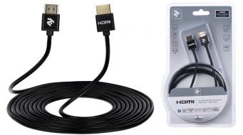 Кабель 2Е HDMI 2.0 (AM/AM), Slim, High Speed, Alumium, black, 2m