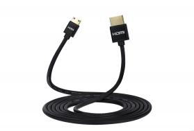 Кабель 2Е HDMI 1.4 (AM/mini AM), Ultra Slim, High Speed, Alumium, black, 2m