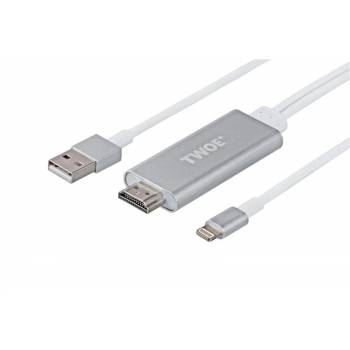 Адаптер 2E Lightning to HDMI with USB A Male Cable,  Alumium Shell , 2 m