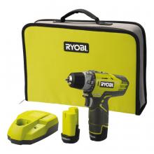 Шуруповерт-дриль Ryobi R12DD-LL13S 12В Li-Ion, 2х1.3A/г, 10мм, 2 шв., ЗП, сумка