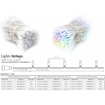 Smart LED Гірлянда Twinkly Pro Strings RGBW 250, одинарна лінія, AWG22, IP65, прозорий