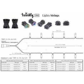 Smart LED Гірлянда Twinkly Pro Strings RGB 250, подвійна лінія, AWG22, IP65, чорний