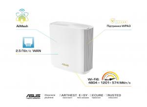 Маршрутизатор ASUS ZenWiFi XT8 2PK white AX6600 3xGE LAN 1x2.5GE WAN 1xUSB3.1 WiFi6 MESH WPA3 OFDMA